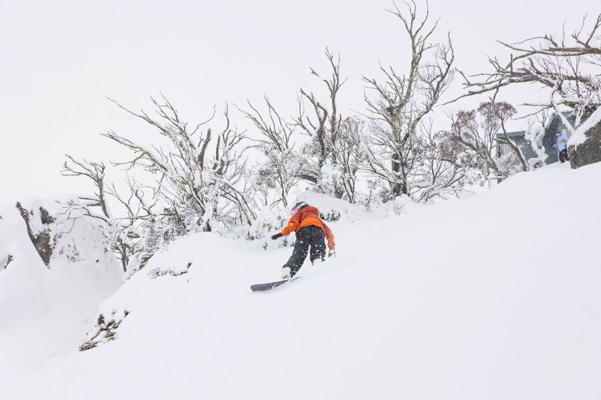 Perisher snowboarder in Powder