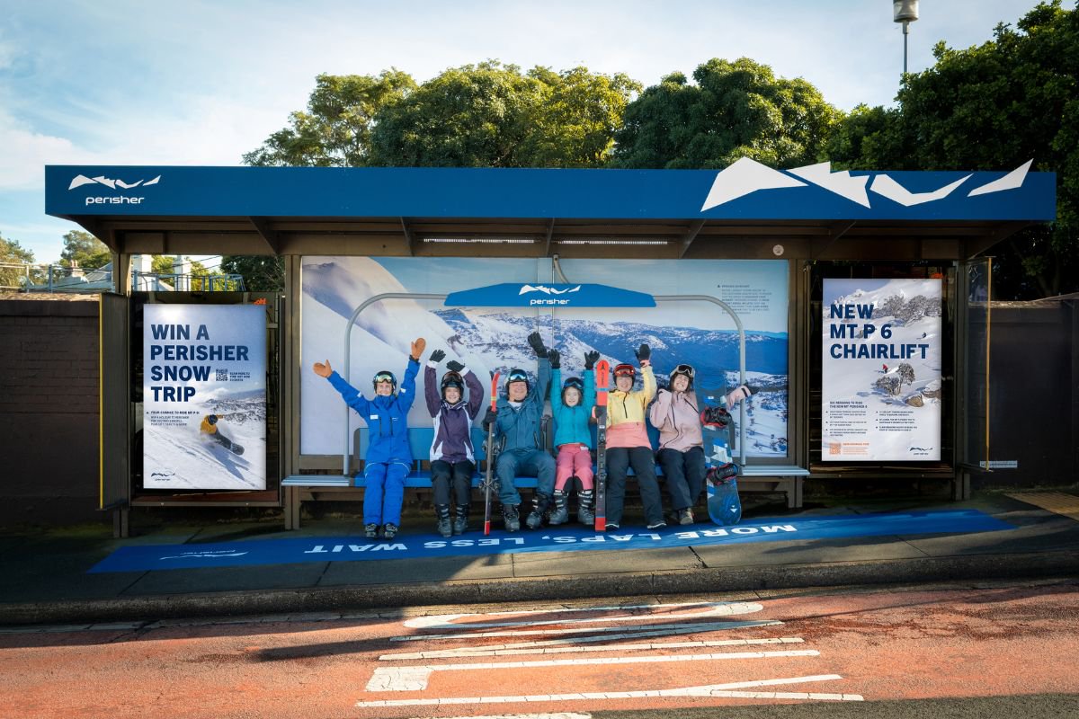 Skiers & Snowboarders at Perisher Bus Stop