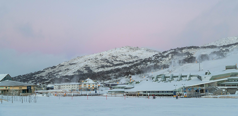 Pink sky snow