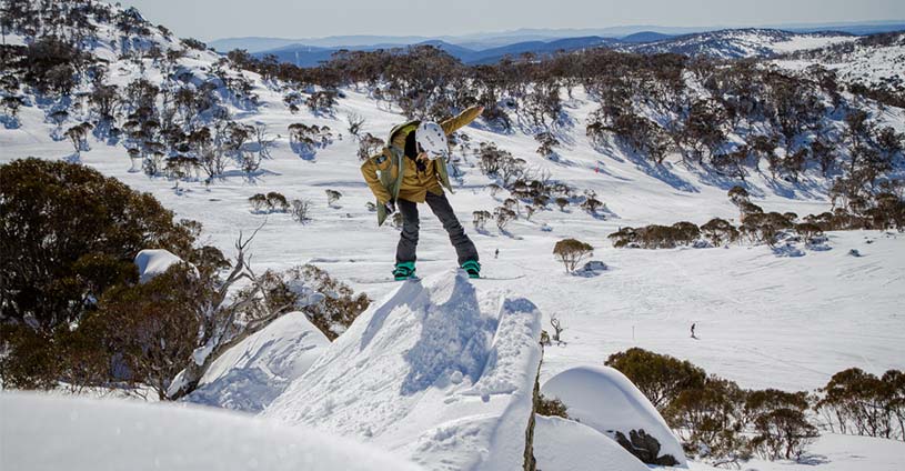 Snowboarder on Rock Perisher