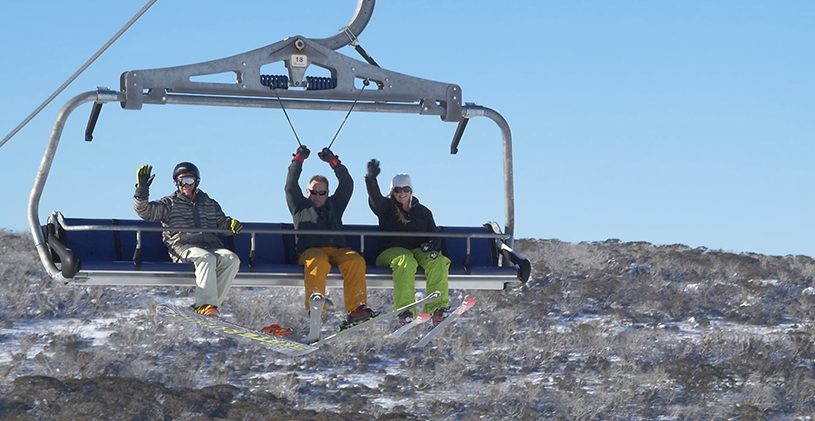 Skiers on v8 opening weekend