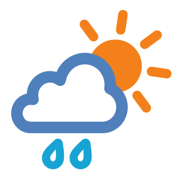 Mostly cloudy. Clearing shower. Fresh NW winds