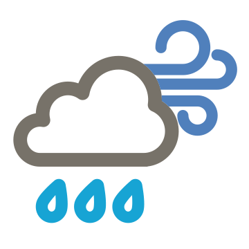 Mostly cloudy. Rain increasing. Strong NW winds